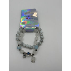 ✨5/$25✨ Granite Beaded Bracelets White Blue